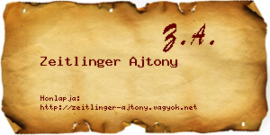Zeitlinger Ajtony névjegykártya